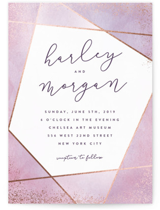 Amethyst Watercolor Foil Pressed Wedding Invitations