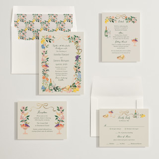 This is a garden foil stamped wedding invitations with foil pressed by Elly called garden feast printing on signature in standard