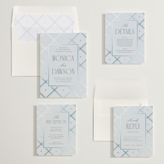 This is a neptune foil stamped wedding invitations with foil pressed by Kristin Oliversen called luxe lines printing on signature in standard