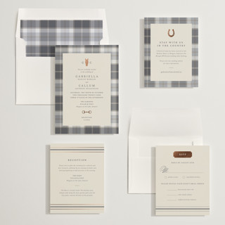 This is a pewter foil stamped wedding invitations with foil pressed by Sam Dubeau called equestrian printing on signature in standard