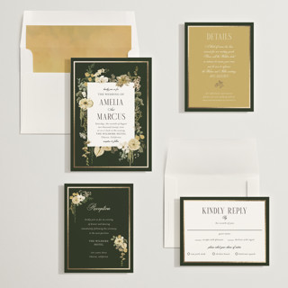 This is a gilded honey foil stamped wedding invitations with foil pressed by Susan Moyal called flouriishing printing on signature in standard