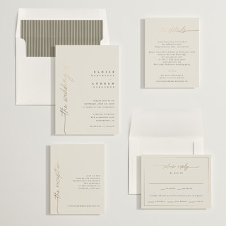 This is a linen foil stamped wedding invitations with foil pressed by Pippa Shaw called silk printing on signature in standard