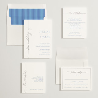 This is a cornflower foil stamped wedding invitations with foil pressed by Pippa Shaw called silk printing on signature in standard