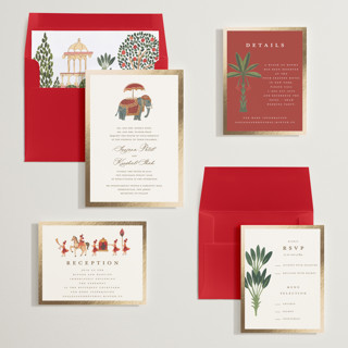 This is a milk foil stamped wedding invitations with foil pressed by Teju Reval called indian elephant printing on signature in standard