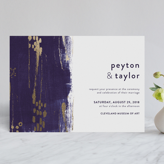 Painted Canvas Foil Pressed Wedding Invitations By Robin Ott Minted Painted Canvas Modern Foil Pressed Wedding Invitations In Shire By Robin Ott