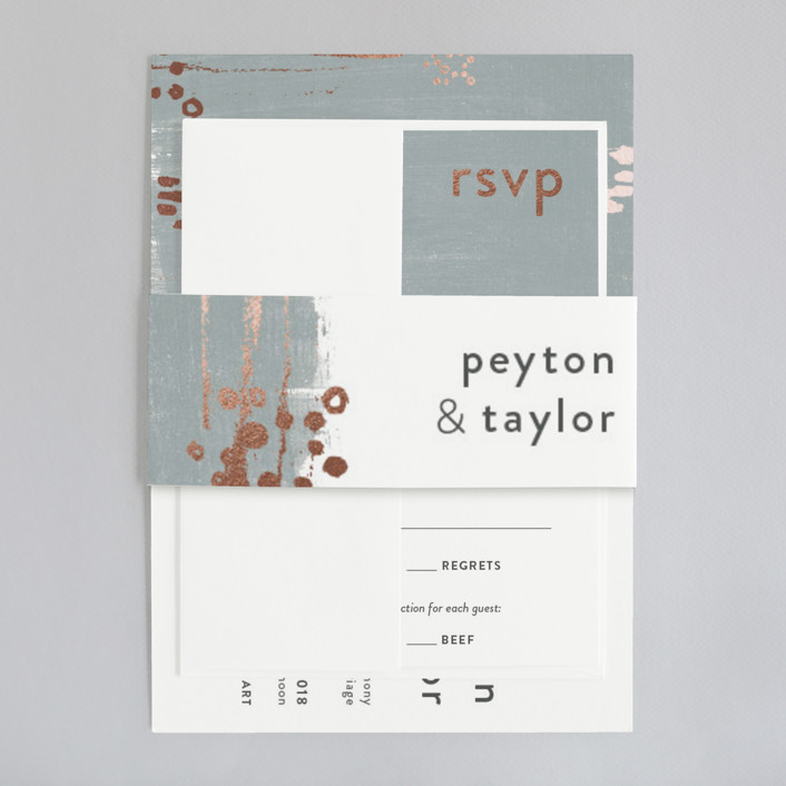 Painted Canvas FoilPressed Wedding Invitations by Robin Ott Minted