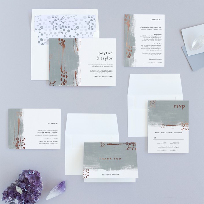 Painted Canvas FoilPressed Wedding Invitations by Robin Ott Minted