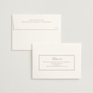 This is a terracotta foil stamped wedding invitations with foil pressed by Nicole Walsh called refined printing on signature in standard