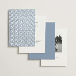 This is a dusty blue foil stamped wedding invitations with foil pressed by Olivia Raufman called palm monogram printing on signature in standard