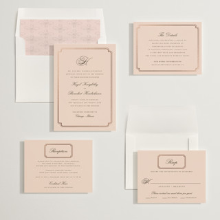 This is a blush foil stamped wedding invitations with foil pressed by chocomocacino called lussekatter printing on signature in standard