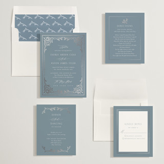This is a capri foil stamped wedding invitations with foil pressed by Nicoletta Savod called majesty printing on signature in standard