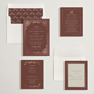 This is a rosebud foil stamped wedding invitations with foil pressed by Nicoletta Savod called majesty printing on signature in standard