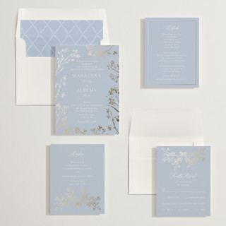 This is a wave foil stamped wedding invitations with foil pressed by frau brandt called shining florals printing on signature in standard