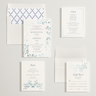 This is a ivory foil stamped wedding invitations with foil pressed by frau brandt called shining florals printing on signature in standard