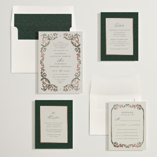 This is a burgundy foil stamped wedding invitations with foil pressed by Jen Owens called grandeur printing on signature in standard