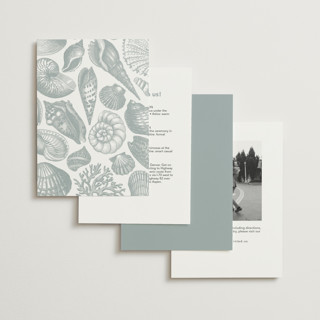 This is a seafoam foil stamped wedding invitations with foil pressed by Kelly Schmidt called seashore printing on signature in standard