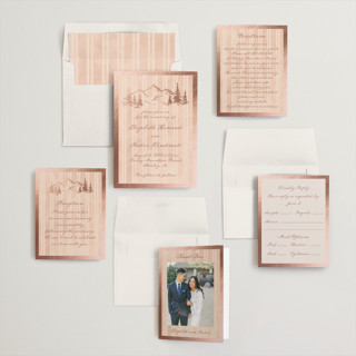 This is a dawn foil stamped wedding invitations with foil pressed by Petra Kern called mountain love printing on signature in standard