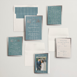 This is a iceberg foil stamped wedding invitations with foil pressed by Petra Kern called mountain love printing on signature in standard