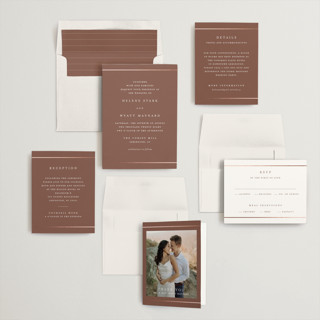 This is a chestnut foil stamped wedding invitations with foil pressed by Stacey Meacham called style and grace printing on signature in standard