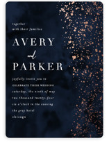 This is a blue foil stamped wedding invitation by Angela Marzuki called glistening stardust with foil-pressed printing on signature in standard.