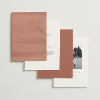 This is a terracotta foil stamped wedding invitations with foil pressed by Kelly Schmidt called leaves printing on signature in standard