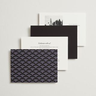 This is a midnight foil stamped wedding invitations with foil pressed by Lori Wemple called deco nouveau printing on signature in standard