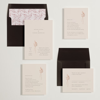 This is a blush foil stamped wedding invitations with foil pressed by Jennifer Postorino called wildflower printing on signature in standard