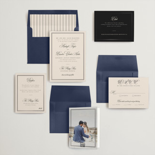 This is a ecru foil stamped wedding invitations with foil pressed by Sarah Brown called traditionalist printing on signature in standard