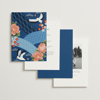 This is a ocean foil stamped wedding invitations with foil pressed by Elly called kimono printing on signature in standard