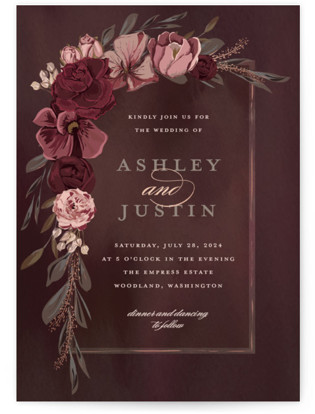 Verdigris Foil-Pressed Wedding Invitations
