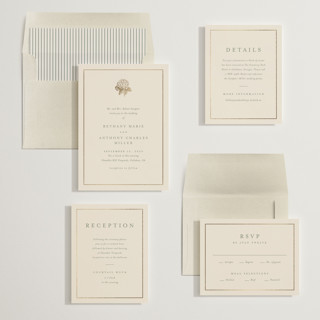 This is a sage foil stamped wedding invitations with foil pressed by Stacey Meacham called hydrangea bloom printing on signature in standard