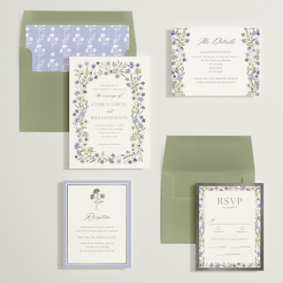 This is a lavender foil stamped wedding invitations with foil pressed by Yaling Hou Suzuki called bright garden printing on signature in standard