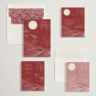 This is a sacrlet foil stamped wedding invitations with foil pressed by Jelena Vuletic called asahi printing on signature in standard