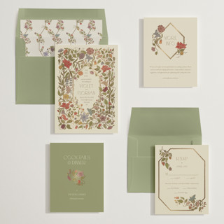 This is a mint foil stamped wedding invitations with foil pressed by Simona Camp called radiant botany printing on signature in standard