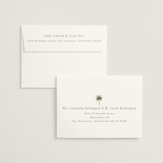 This is a palm foil stamped wedding invitations with foil pressed by Maria Alou called vintage palms printing on signature in standard