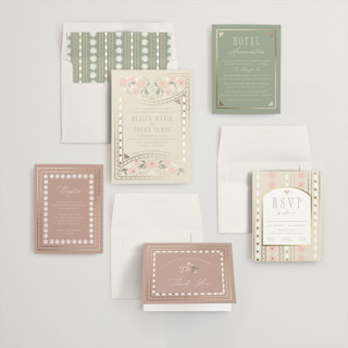 This is a soft rose foil stamped wedding invitations with foil pressed by Erin German called sadie printing on signature in standard