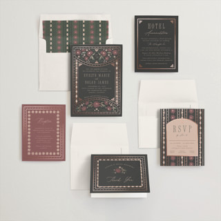 This is a moody foil stamped wedding invitations with foil pressed by Erin German called sadie printing on signature in standard