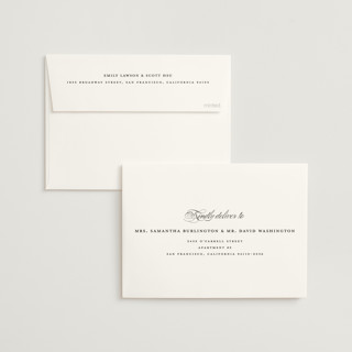 This is a ecru foil stamped wedding invitations with foil pressed by Erica Krystek called timeless printing on signature in standard