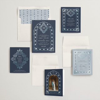 This is a navy foil stamped wedding invitations with foil pressed by Claudia Orengo called princess printing on signature in standard