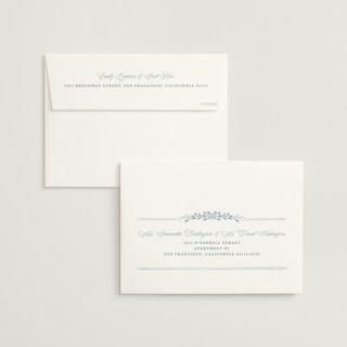 This is a sky foil stamped wedding invitations with foil pressed by Kate Ahn called lake como printing on signature in standard