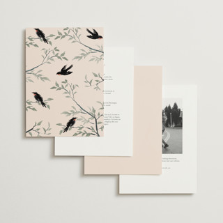 This is a cream foil stamped wedding invitations with foil pressed by Elly called lovebirds printing on signature in standard