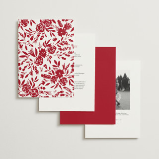 This is a ruby foil stamped wedding invitations with foil pressed by Yaling Hou Suzuki called garden vines printing on signature in standard