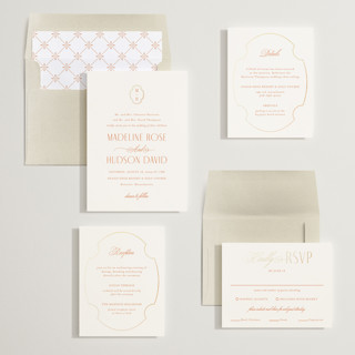 This is a citrus foil stamped wedding invitations with foil pressed by Ashlee Townsend called monatuk printing on signature in standard