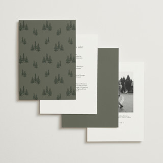 This is a pine foil stamped wedding invitations with foil pressed by Stacy Maalouf called gilded forest printing on signature in standard