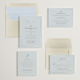 This is a steel blue foil stamped wedding invitations with foil pressed by chocomocacino called fleu-de-sel printing on signature in standard