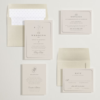 This is a granite foil stamped wedding invitations with foil pressed by chocomocacino called fleu-de-sel printing on signature in standard