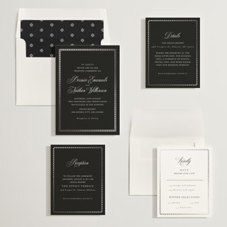 This is a obsidian foil stamped wedding invitations with foil pressed by Deynaaz Daraei called ahlum printing on signature in standard