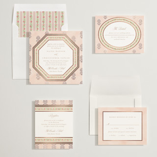 This is a narangi foil stamped wedding invitations with foil pressed by Creo Study called alamgamation printing on signature in standard