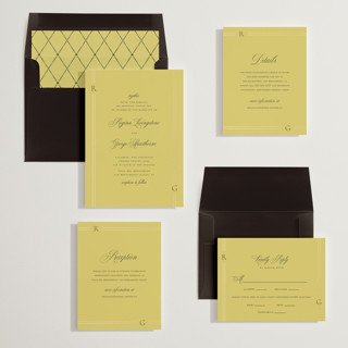 This is a citrus foil stamped wedding invitations with foil pressed by Jelena Vuletic called elencourt printing on signature in standard