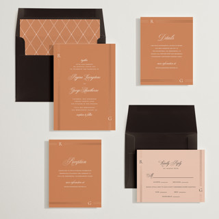 This is a copper foil stamped wedding invitations with foil pressed by Jelena Vuletic called elencourt printing on signature in standard